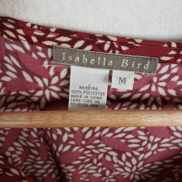 Isabella Bird Red Midi Dress 3/4 Sleeve V Neck M - Picture 4 of 5